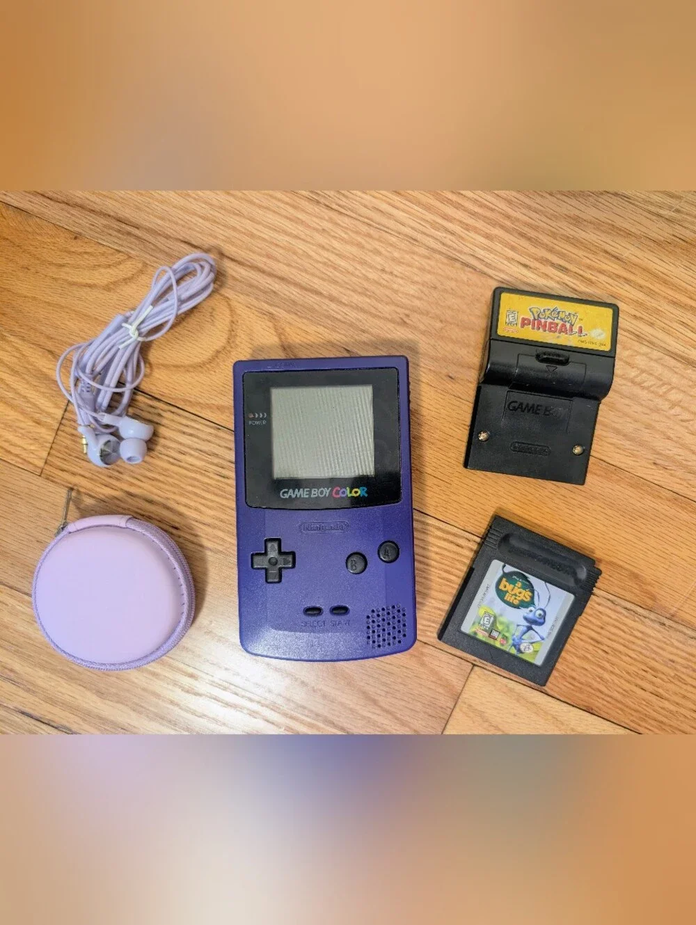 Nintendo Game Boy Color CGB-001 Purple Bundle Pokémon Pinball + A Bug’s Life